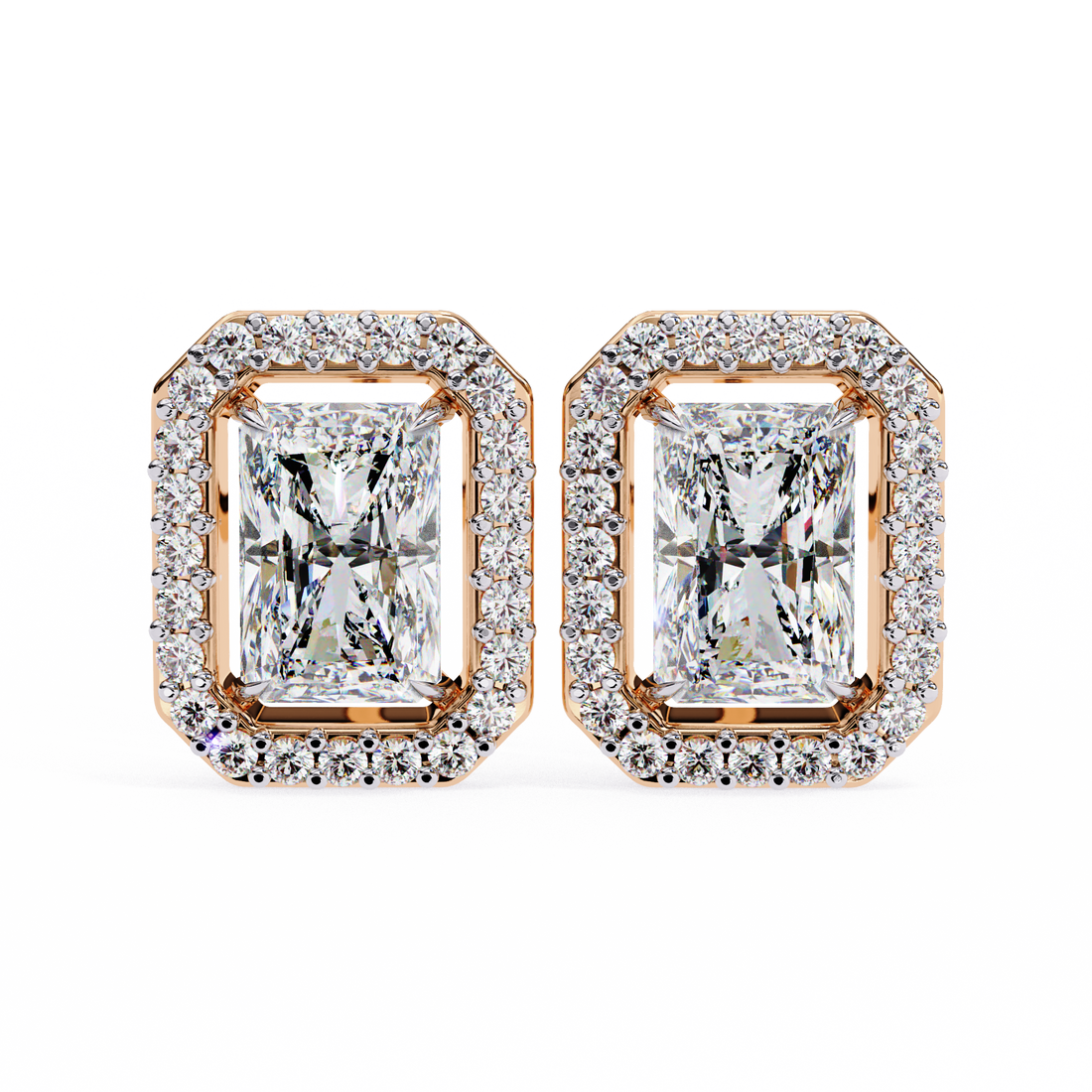 Radiant Shape Diamond Earrings